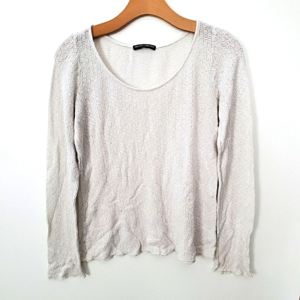 Brandy Melville white long sleeve sheer knit shirt GUC